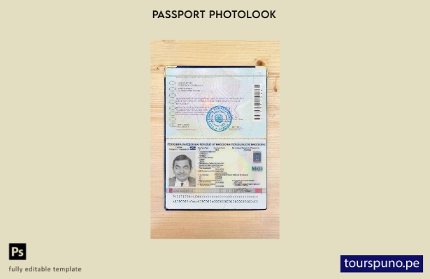 Plantilla de aspecto fotográfico del pase de Macedonia lista para imprimir